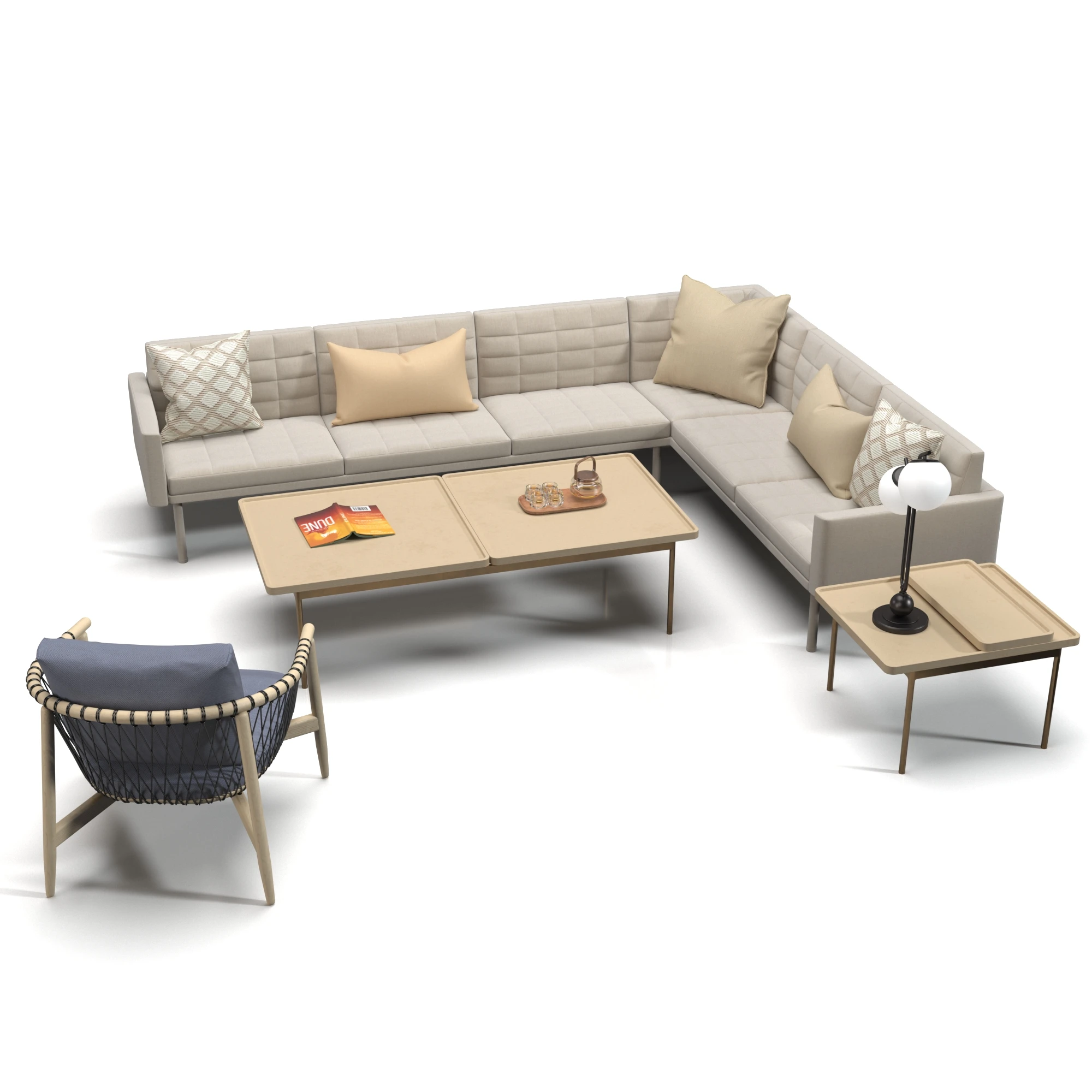 Tuxedo Sofa Set 3D Model_03